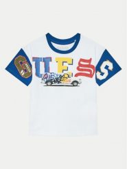 Guess T-Shirt N5RI07 KCNQ4 Biały Regular Fit. Białe t-shirty dla chłopców Guess, z aplikacjami, z bawełny, bez ramiączek. Za 69.99 zł.