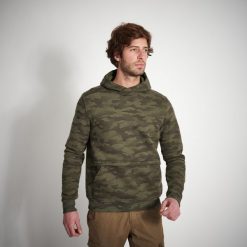 Bluza outdoor z kapturem Solognac 500 Camo Halftone. Zielone bluzy sportowe męskie SOLOGNAC, l, bez wzorów, z bawełny, z kapturem, outdoorowe. W wyprzedaży za 99.99 zł.