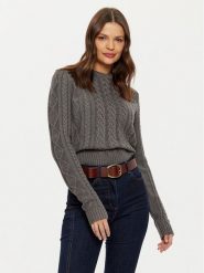 Guess Jeans Sweter W4BR13 Z3HN2 Szary Regular Fit. Szare swetry damskie Guess Jeans, m, z aplikacjami, z jeansu, bez kołnierzyka, bez ramiączek, bez kaptura. Za 309.99 zł.