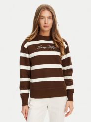 Tommy Hilfiger Bluza Script WW0WW45743 Brązowy Regular Fit. Brązowe bluzy damskie Tommy Hilfiger, m, bez wzorów, z bawełny, bez kaptura. Za 419.99 zł.