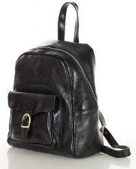 Elegancki plecak damski skórzany premium MARCO MAZZINI czarny PL67a. Czarne plecaki damskie bez wzorów, z bawełny, biznesowe. Za 589.00 zł.