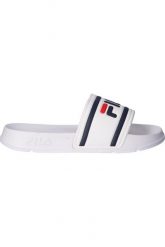 Klapki damskie Fila Morro Bay Slipper 20. Białe klapki damskie Fila, bez wzorów, z materiału, eleganckie, bez obcasa. Za 143.50 zł.