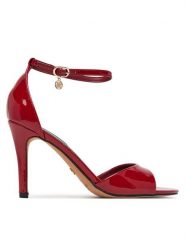 Nine West Sandały S4S16766 Czerwony. Czerwone sandały damskie Nine West, bez wzorów, z materiału, bez obcasa, na szpilce, bez zapięcia. Za 229.99 zł.