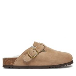 Klapki Scholl. Brązowe klapki damskie Scholl, bez wzorów, bez obcasa. Za 329.99 zł.