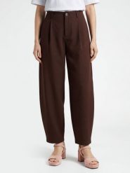 Noisy May spodnie plisowane - NMEli Kobiety Sztuczne włókno brązowy, XS. Brązowe spodnie materiałowe damskie Noisy may, s, bez wzorów, z włókna. Za 169.95 zł.