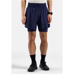 Spodenki męskie Odlo X-ALP TRAIL 6 INCH 2-in-1 short. Niebieskie krótkie spodenki sportowe męskie Odlo, m, bez wzorów, trekkingowe. W wyprzedaży za 359.99 zł.