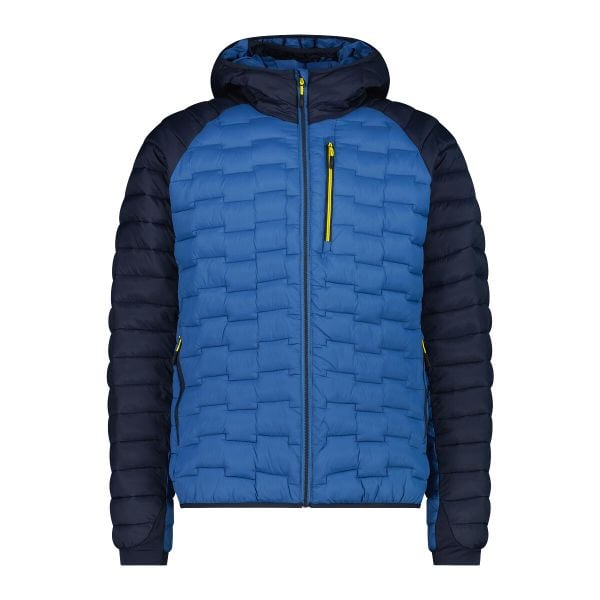 Kurtka z kapturem CMP. Niebieskie kurtki męskie CMP, bez wzorów, z puchu, sportowe, z kapturem. W wyprzedaży za 454.00 zł.