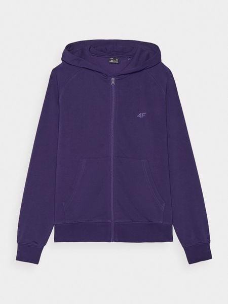 4F Bluza dresowa rozpinana z kapturem damska - granatowa XS. Niebieskie bluzy damskie 4f, xs, bez wzorów, z bawełny, sportowe. W wyprzedaży za 119.99 zł.