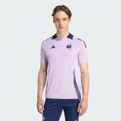 Koszulka France Performance. Niebieskie koszulki sportowe męskie Adidas, xl, bez wzorów, bez kołnierzyka, bez ramiączek, na fitness i siłownię. Za 219.00 zł.