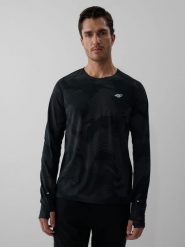 4F Longsleeve do biegania szybkoschnący męski - czarny M. Czarne koszulki sportowe męskie 4f, l, bez wzorów, z materiału, bez kołnierzyka. Za 169.99 zł.