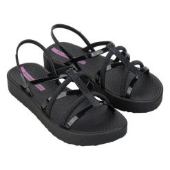 Sandały damskie Ipanema Diversa Flatform. Czarne klapki damskie Ipanema, bez wzorów, bez obcasa, bez zapięcia. Za 139.00 zł.
