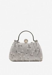 Srebrna Torebka Kopertówka z Cyrkoniami i Perełkami Fesinra. Szare kopertówki damskie Renee, bez wzorów, eleganckie, na ramię, bez dodatków. Za 119.99 zł.