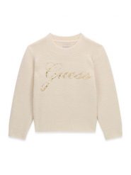 Guess Sweter K6BR01 Z1279 Kremowy Regular Fit. Białe swetry dla dziewczynek Guess, z aplikacjami, z syntetyku, bez kołnierzyka, bez ramiączek, bez kaptura. Za 214.99 zł.