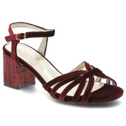 Sandały damskie S.Barski, cholewka z materiały elegancki fason na obcasie, czerwone, SR61-0102. Czerwone klapki damskie S.BARSKI, bez wzorów, eleganckie, bez obcasa, na obcasie. Za 189.00 zł.