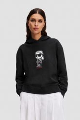 KARL LAGERFELD Czarna damska bluzka z nadrukiem Ikon Sketch Karl, Rozmiar XL. Czarne bluzki damskie KARL LAGERFELD, xl, bez wzorów, eleganckie, bez kołnierzyka, bez ramiączek. Za 969.99 zł.