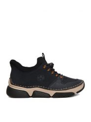 Rieker Sneakersy CEO-45963-14 Granatowy. Niebieskie półbuty damskie Rieker, bez wzorów, ze skóry, bez obcasa, na płaskiej podeszwie, bez zapięcia. Za 399.99 zł.