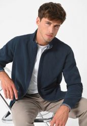 Bluza ze stójką B-LED. Niebieskie bluzy męskie Volcano, m, bez wzorów, z bawełny, bez kaptura. Za 189.99 zł.