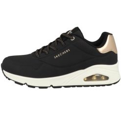 Buty do chodzenia damskie, Skechers Uno-Shimmer Away. Czarne obuwie sportowe damskie Skechers, bez wzorów, z gumy, trekkingowe, Skechers Sport. Za 416.00 zł.