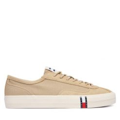Tenisówki Tommy Hilfiger. Brązowe trampki męskie Tommy Hilfiger, bez wzorów, bez zapięcia. Za 369.99 zł.