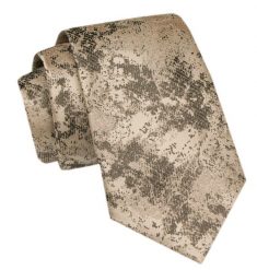 Modny Krawat Męski - Alties - Beżowy, Oryginalny Wzór. Brązowe krawaty i muchy Alties, bez wzorów, z tkaniny, eleganckie. Za 49.00 zł.