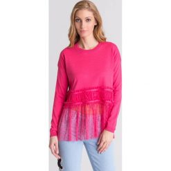Różowy sweter damski z tiulem. Czerwone swetry damskie Patrizia Pepe, m, z aplikacjami, z tiulu, bez kołnierzyka, bez ramiączek, bez kaptura. Za 311.60 zł.