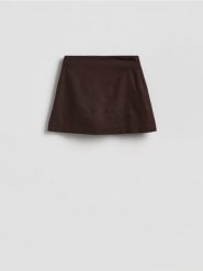 Spódnico-szorty z lnem - ciemnobrązowy. Brązowe szorty damskie Reserved, l, bez wzorów, z wiskozy. Za 99.99 zł.