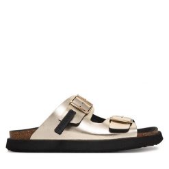 Klapki D.Franklin. Żółte klapki damskie D.Franklin, bez wzorów, bez obcasa. Za 399.99 zł.