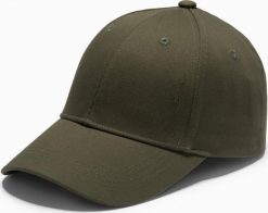 Czapka męska bejsbolówka z daszkiem i ozdobnym haftem khaki V2 OM-ACCS-0102. Brązowe czapki i kapelusze męskie Ombre, bez wzorów. Za 151.28 zł.