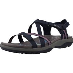 Sandały SKECHERS 163115S Niebieski. Niebieskie sandały damskie Skechers, bez wzorów, z materiału, bez obcasa, bez zapięcia. Za 281.99 zł.