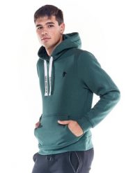 Miękka bluza z kapturem z ikoną lwa Basic i dużą kieszenią. Czarne bluzy męskie LEONE 1947 APPAREL, l, bez wzorów, z bawełny, z kapturem, na fitness i siłownię. Za 105.21 zł.