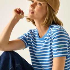 Damska koszulka z krótkim rękawem w paski Bayletta. Niebieskie t-shirty damskie Regatta, bez wzorów, z bawełny, bez kołnierzyka. Za 148.00 zł.