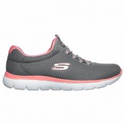 Obuwie Sportowe Damskie Skechers Summits Szary. Szare obuwie sportowe damskie Skechers, bez wzorów, z materiału. Za 296.00 zł.