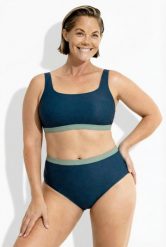 Damskie Bikini faktura w muszelki miękkie miseczki regulowane ramiączka. Niebieskie bikini damskie Ulla Popken, plus size, bez wzorów, plus size. Za 191.99 zł.