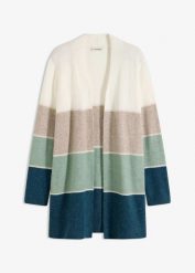 Długi sweter rozpinany. Brązowe kardigany damskie bonprix, bez wzorów, długie. Za 149.99 zł.