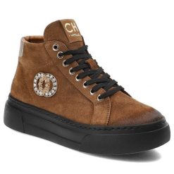 Brązowe Sneakersy CheBello Wygodne Skórzane Buty Damskie. Brązowe kozaki damskie CheBello, bez obcasa, na platformie. Za 458.99 zł.