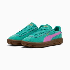 Buty sportowe damskie Puma CLUB KLASSIKA 40071814. Niebieskie obuwie sportowe damskie Puma, bez wzorów, z gumy, trekkingowe. Za 248.99 zł.