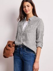 Street One Lniana bluzka Kobiety len (100%) brązowy, 38. Brązowe bluzki damskie Street One, bez wzorów, ze lnu, street, bez kołnierzyka, bez ramiączek. Za 229.95 zł.