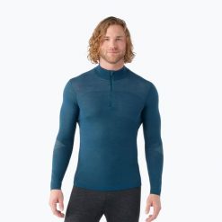 Bluza termoaktywna męska Smartwool Intraknit Thermal Merino Base Layer 1/4 Zip. Niebieskie bluzy męskie Smartwool, m, bez wzorów, bez kaptura. Za 519.99 zł.
