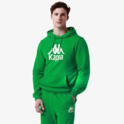 Bluza z kapturem Kappa Malmo 2. Zielone bluzy sportowe męskie Kappa, bez wzorów, z kapturem, na fitness i siłownię. Za 243.05 zł.