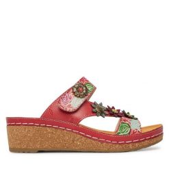 Klapki Laura Vita. Czerwone klapki damskie Laura Vita, bez wzorów, bez obcasa. Za 429.99 zł.