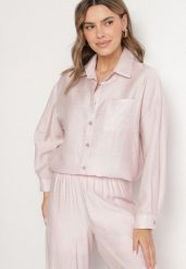 Jasnoróżowa Klasyczna Koszula o Kroju Oversize z Kieszonką Liorea. Czerwone bluzki damskie Born2be, l, bez wzorów, z jeansu, biznesowe, bez kołnierzyka, bez ramiączek. Za 109.99 zł.