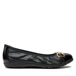 Baleriny Caprice. Czarne baleriny damskie Caprice, bez wzorów, bez obcasa. Za 219.99 zł.