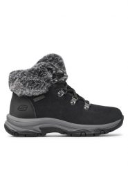 Skechers Trzewiki Falls Finest 167178/BLK Czarny. Czarne botki damskie Skechers, ze skóry, bez obcasa, na płaskiej podeszwie, bez zapięcia. Za 279.99 zł.