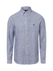 Polo Ralph Lauren Męska koszula lniana - Custom Fit Mężczyźni Modern Fit len (100%) niebieski|biały w paski, XXL. Białe koszule męskie Polo Ralph Lauren, m, bez wzorów, ze lnu, bez kołnierzyka, bez ramiączek. Za 859.95 zł.