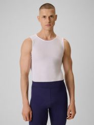 4F Potówka kolarska męska - biała M. Białe koszulki sportowe męskie 4f, m, bez wzorów, ze skóry, klasyczne, bez kołnierzyka. Za 119.99 zł.