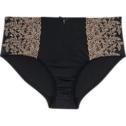 Figi maxi Premium bonprix czarno-złoty. Czarne figi damskie bonprix, z haftami. Za 34.99 zł.