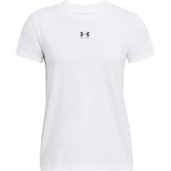 T-shirt damski Under Armour Rival Core. Białe koszulki sportowe damskie Under Armour, bez wzorów, z bawełny, sportowe, bez kołnierzyka. Za 186.50 zł.