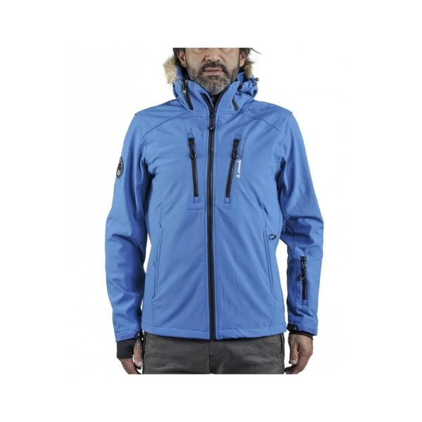 Kurtka softshellowa ze sztucznym futrem Peak Mountain Casada. Niebieskie kurtki męskie Peak Mountain, m, bez wzorów, długie, bez kaptura, narciarskie. Za 329.00 zł.
