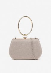 Szampańska Torebka Typu Kopertówka Ozdobiona Okrągłym Uchwytem Tolarania. Żółte kopertówki damskie Renee, bez wzorów, eleganckie, bez dodatków. Za 64.99 zł.