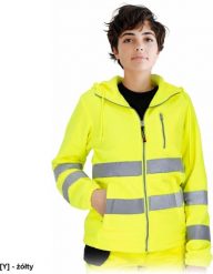 Reis - Bluza ochronna damska stójka zapięcie zamek błyskawiczny 3 kieszenie pasy odblaskowe 290 g/m2 żółty L. Brązowe bluzy damskie Reis, l, bez wzorów, bez kaptura. Za 77.22 zł.